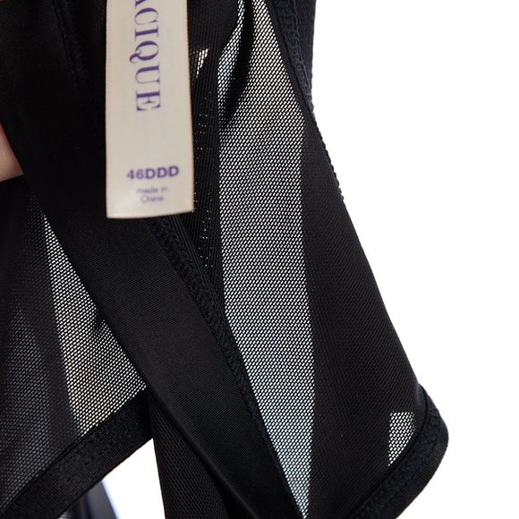 Cacique Lightly Lined Full Coverage T-Shirt Bra Black Lace Print Underwire 46DDD - Picture 9 of 9